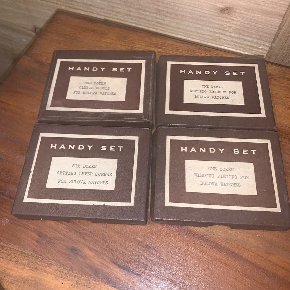 Bulova Watch Parts Set Of 4‎ Boxes NOS Read Below. Screws Bridges Wheels Pinions